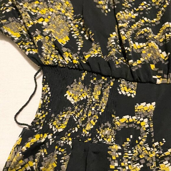 Elle Black Gold Floral Dress Womens Size XS Stretchy Party Dress - Picture 7 of 16